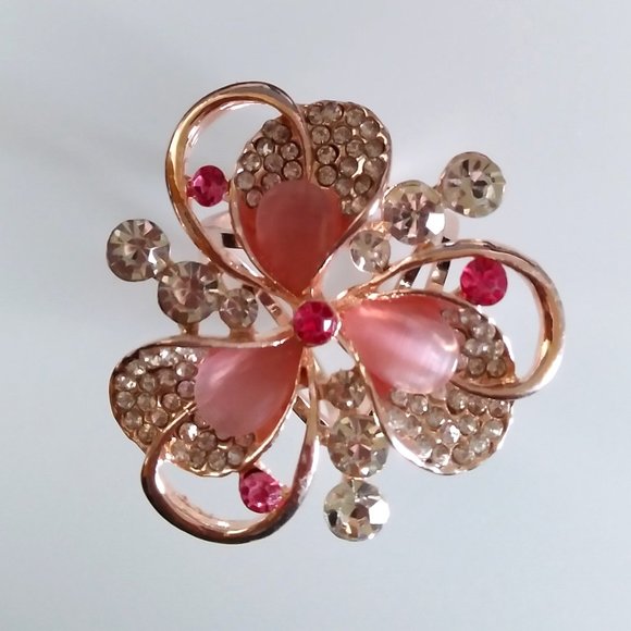 Pretty in Pink Flower Scarf Ring - Picture 1 of 6